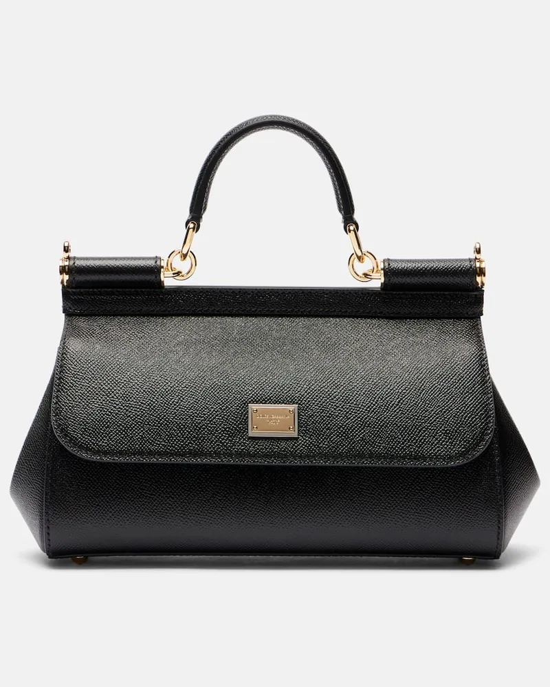 Dolce & Gabbana Tote Bag Sicily EW Small aus Leder Schwarz