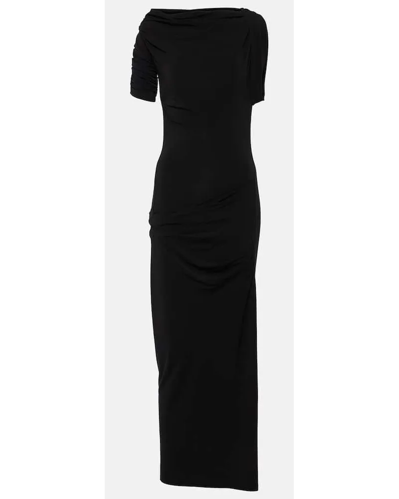 Jacquemus Midikleid La Robe Drapeado aus Jersey Schwarz