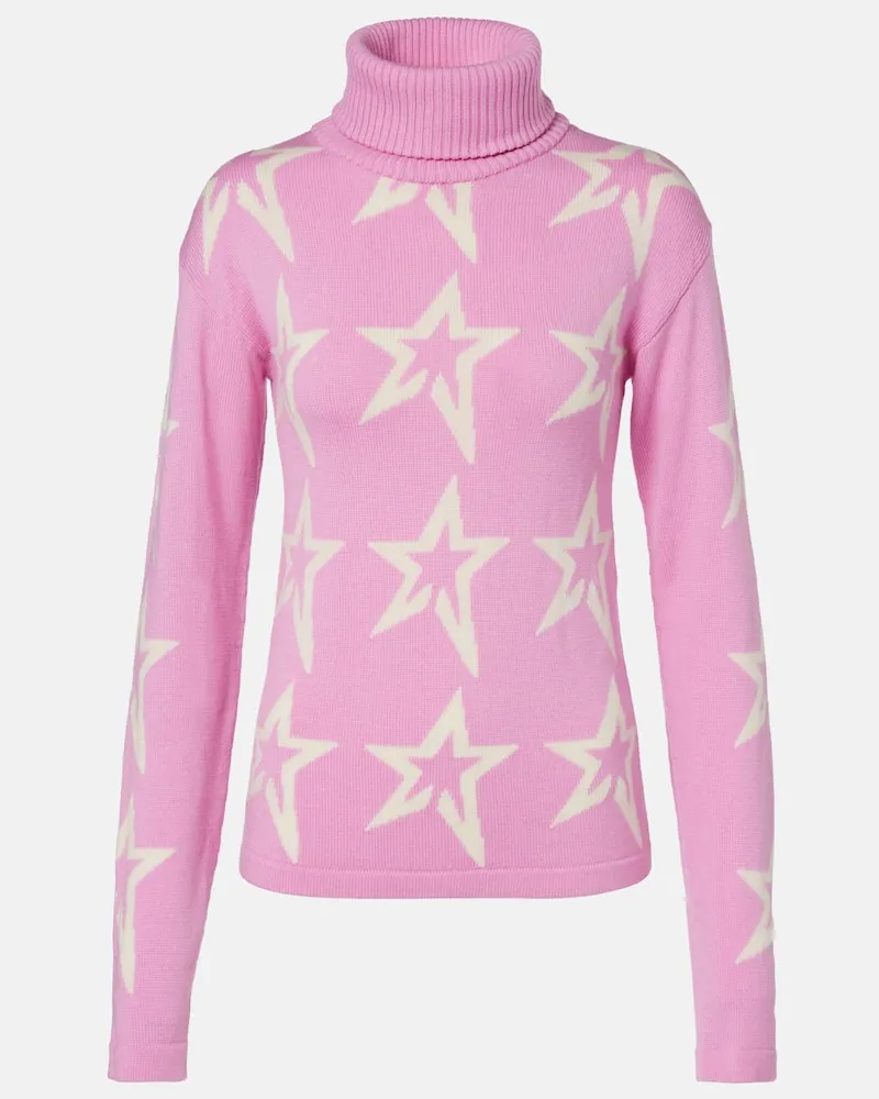 Perfect Moment Rollkragenpullover Star Dust aus Wolle Rosa