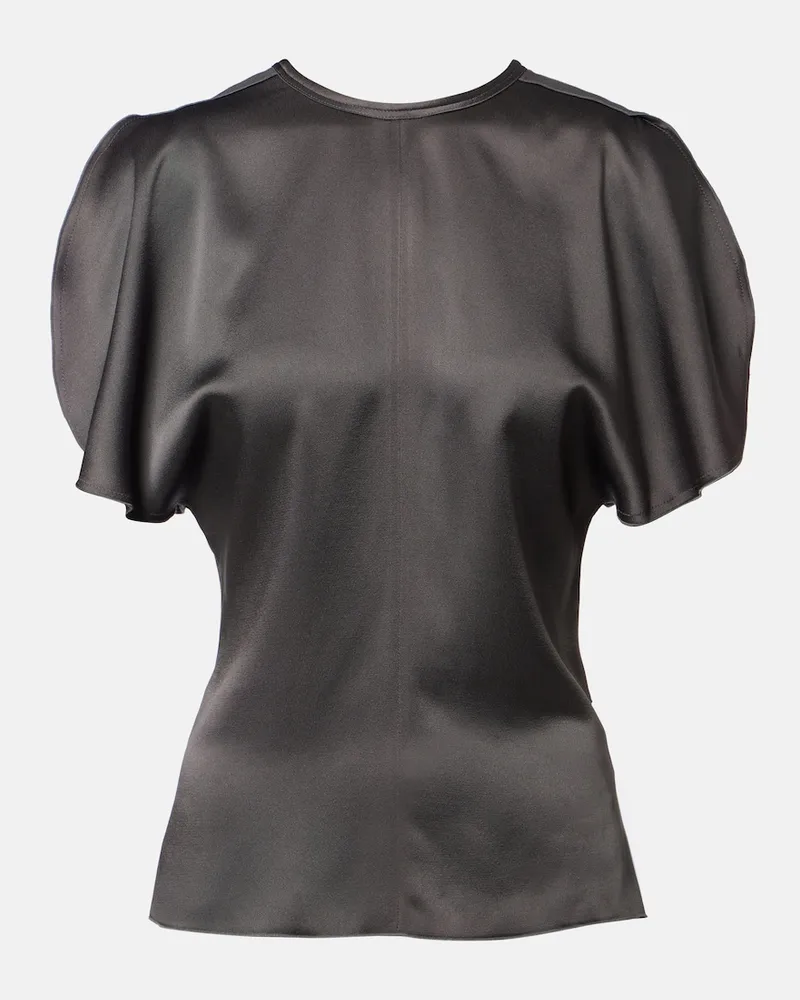 Victoria Beckham Top Bela aus Satin mit Crêpe-Rücken Grau