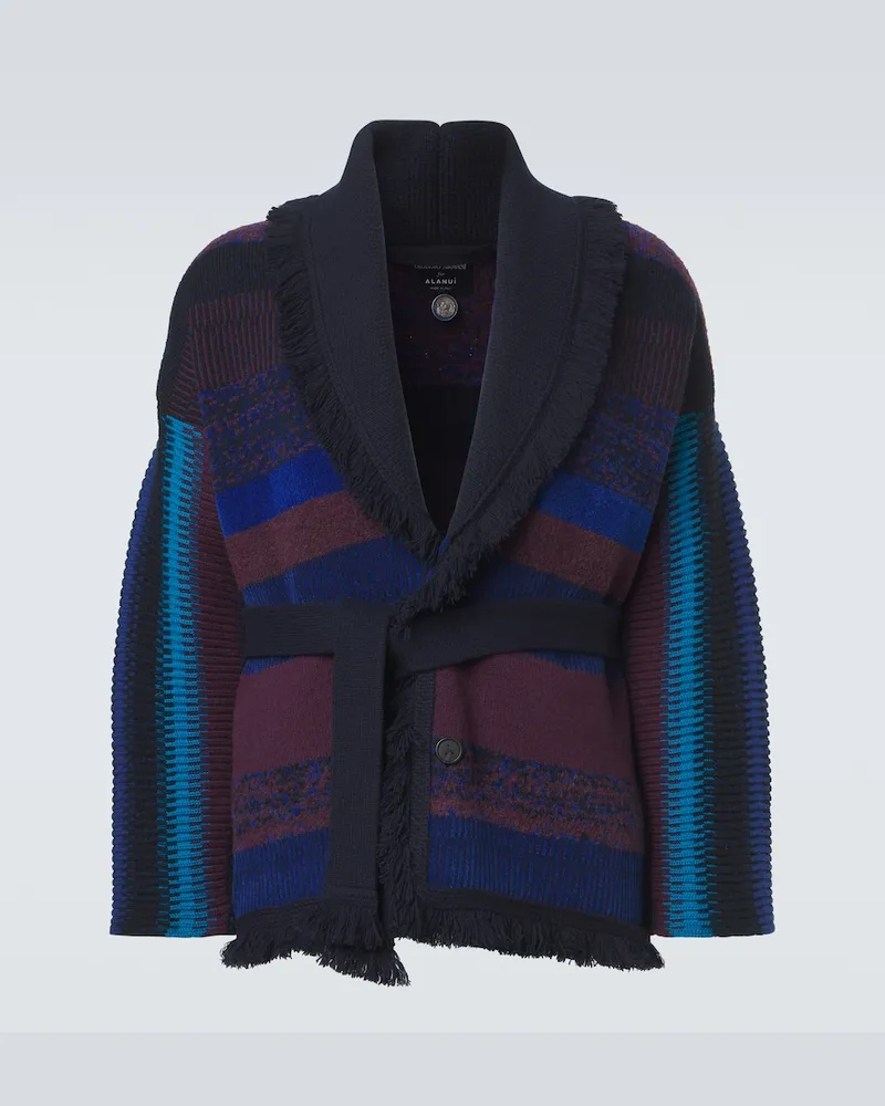 Giorgio Armani X Alanui Cardigan aus einem Kaschmirgemisch Blau