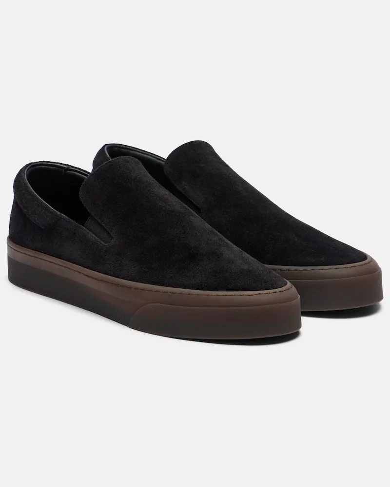 The Row Slip-Ons MH aus Veloursleder Schwarz