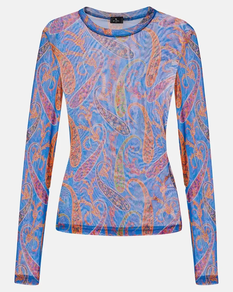 Etro Top aus Tüll Blau