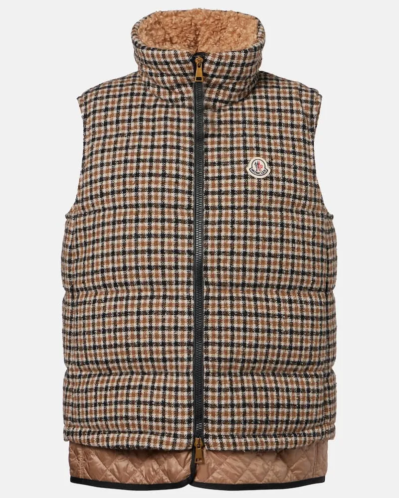 Moncler Daunenweste Touvet aus einem Wollgemisch Neutral
