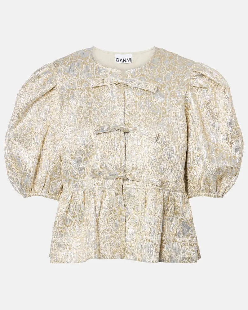 Ganni Top aus Brokat Metallic