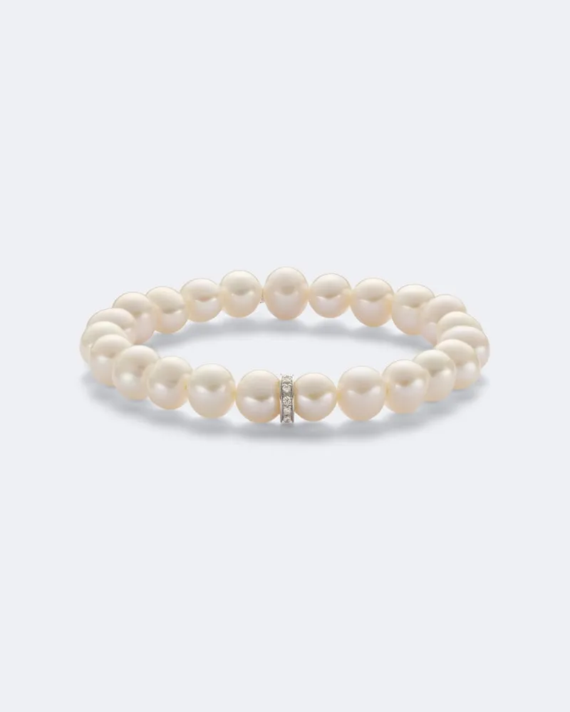 Sydney Evan Armband aus Perlen mit 14kt Weißgold und Diamanten Weiß