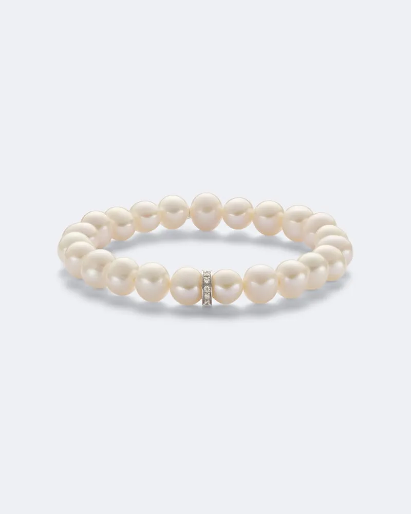 Sydney Evan Armband aus Perlen mit 14kt Weißgold und Diamanten Weiß