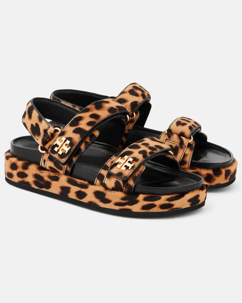 Tory Burch Bedruckte Plateausandalen Kira aus Kalbshaar Multicolor