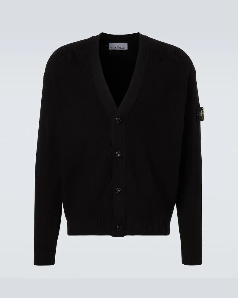 Stone Island Cardigan Compass aus Baumwolle Schwarz