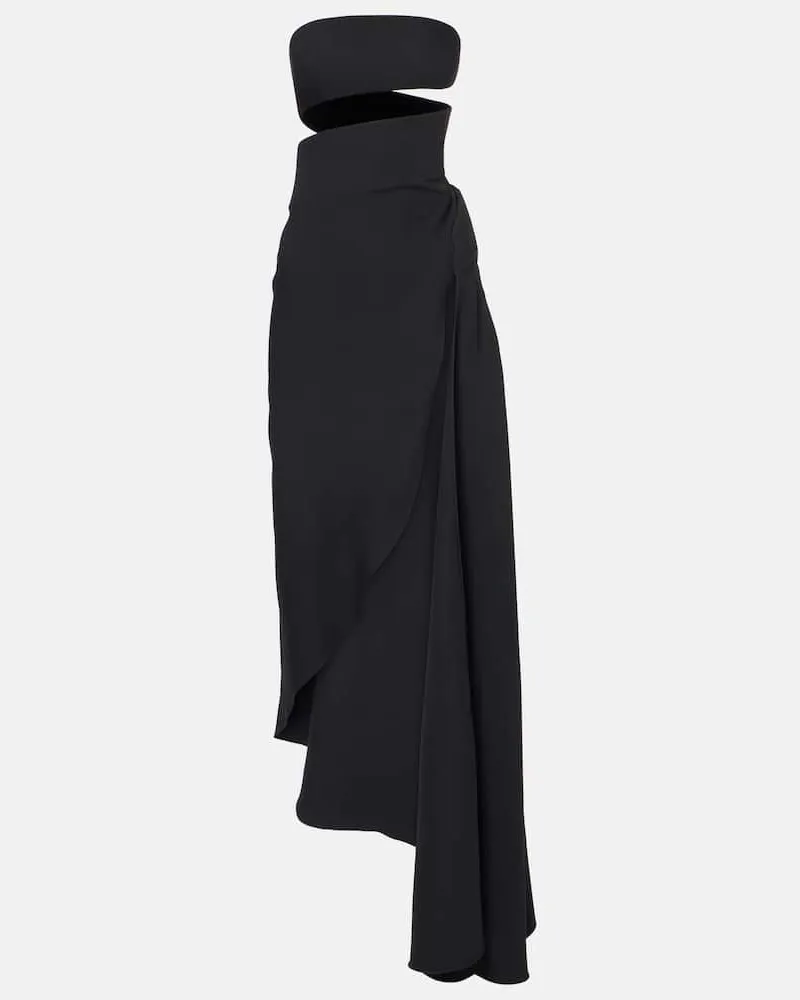 Alaïa Alaïa Midikleid Spiral aus Seide und Wolle Schwarz