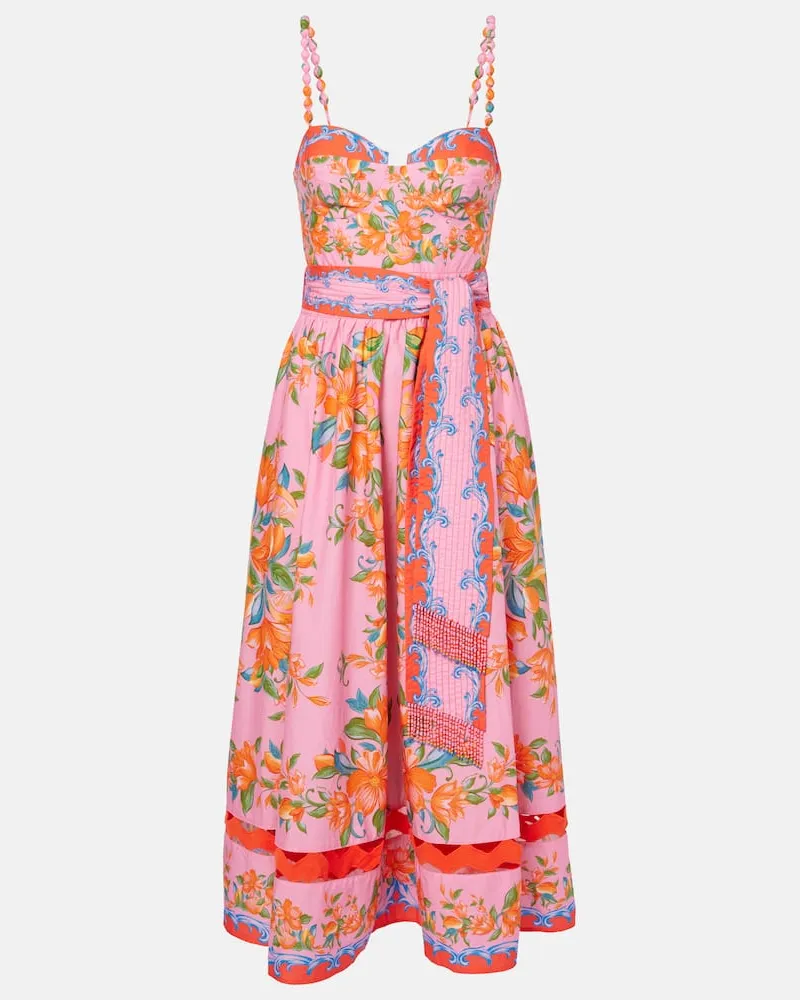 FARM Rio Midikleid Sicily Flowers aus Baumwolle Multicolor