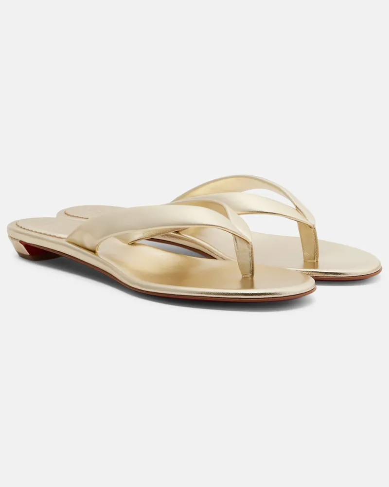 Christian Louboutin Sandalen Miss Z aus Metallic-Leder Gold