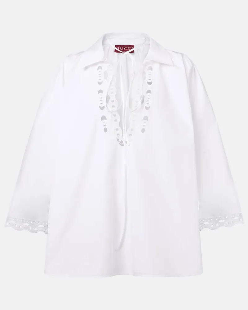 Gucci Bluse Marina Chain aus Baumwollpopeline Weiß