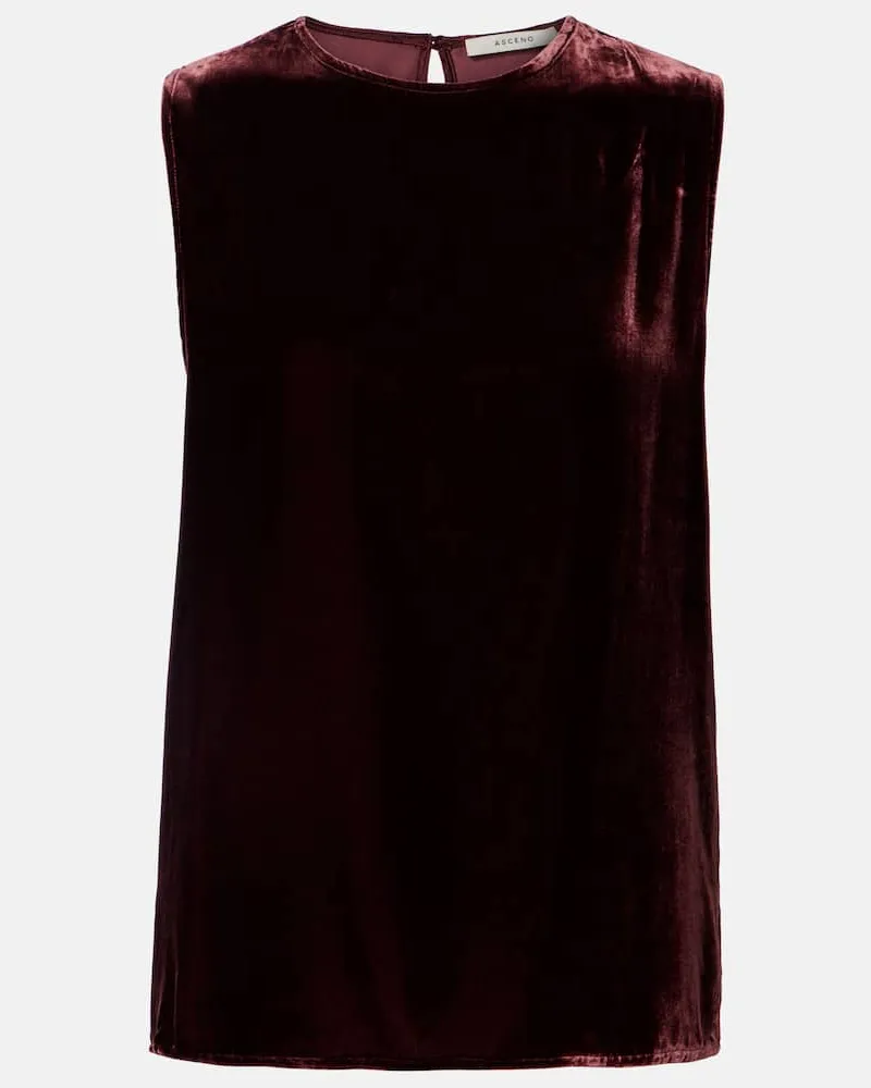 ASCENO Top Trencho aus Samt Burgund