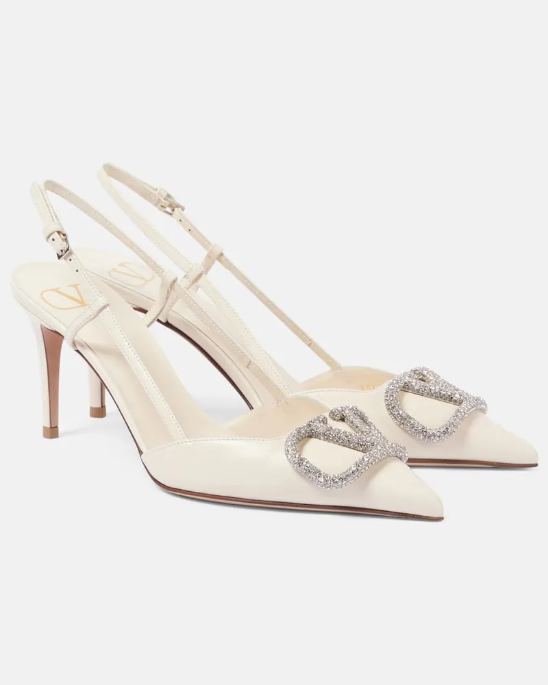 Valentino Garavani Slingback-Pumps VLogo Signature 80 aus Leder Weiß
