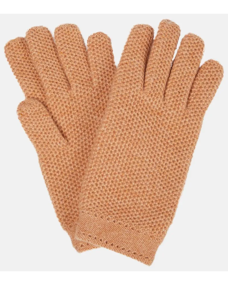 Loro Piana Handschuhe Crochet aus Kaschmir Orange