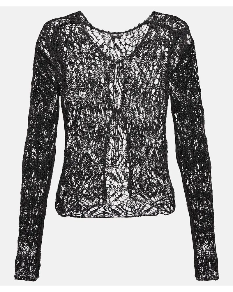 Tom Ford Cardigan aus Häkelstrick Schwarz