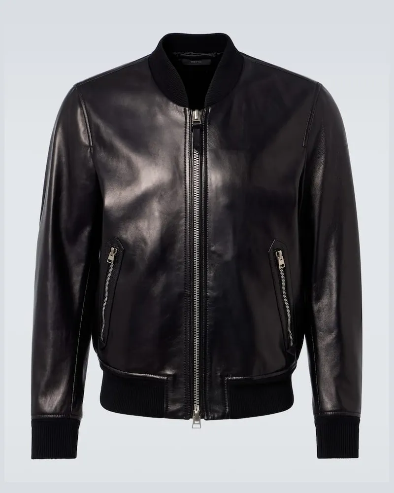 Tom Ford Bomberjacke aus Leder Schwarz