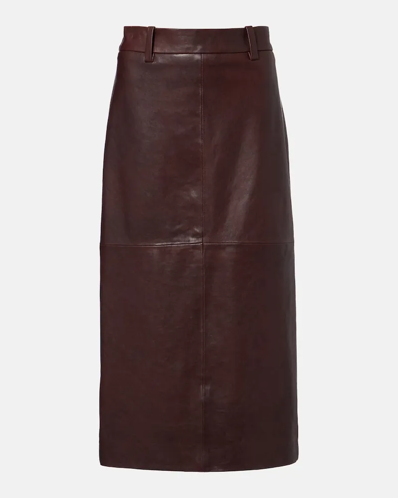 Brunello Cucinelli Midirock aus Leder Burgunderrot