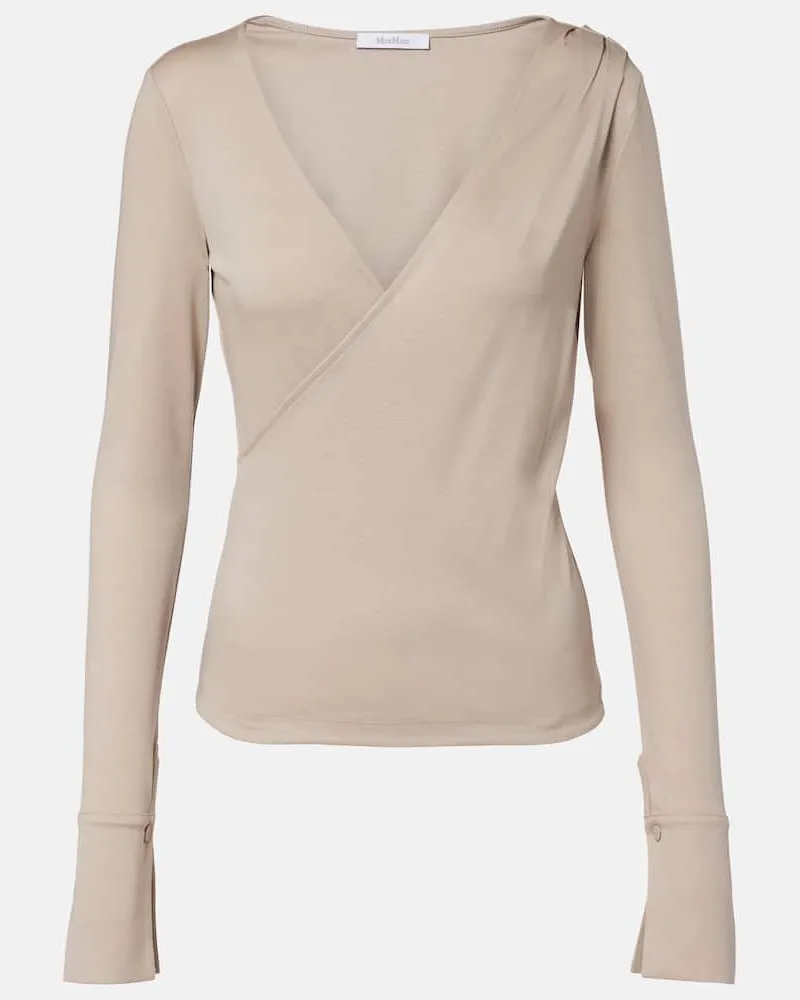 Max Mara Wickeltop Adagio aus Schurwolle Beige