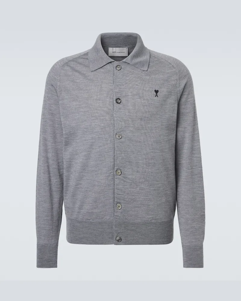AMI Paris Cardigan aus Wolle Grau