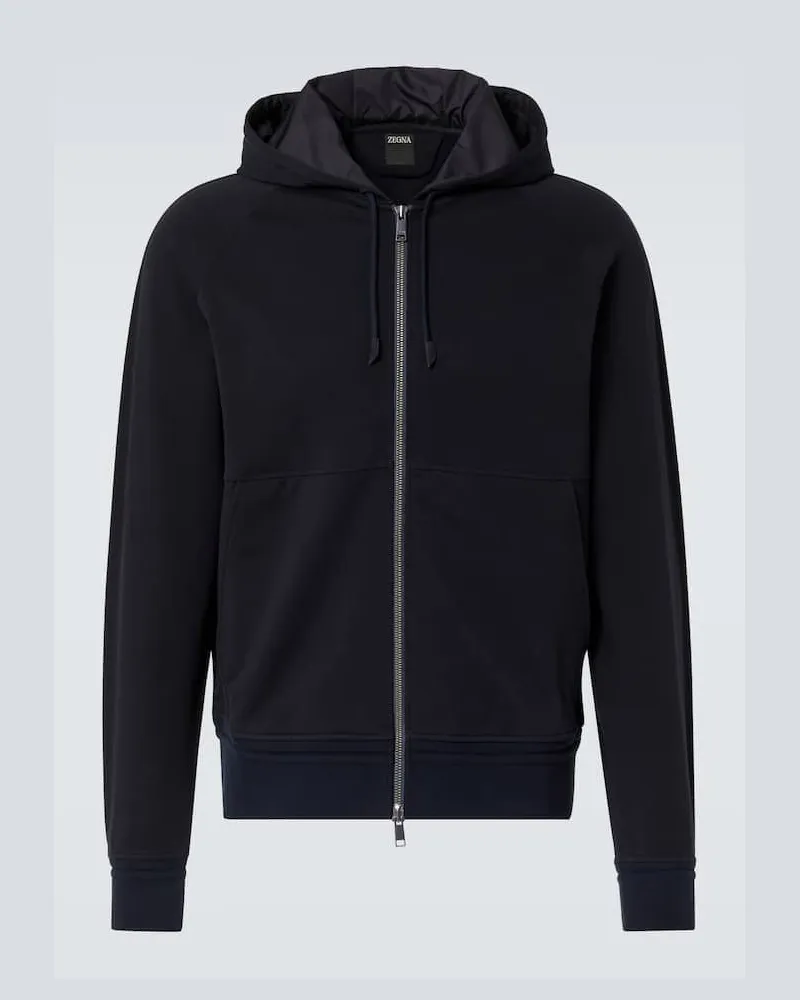 Ermenegildo Zegna Kapuzenjacke aus einem Baumwollgemisch Blau