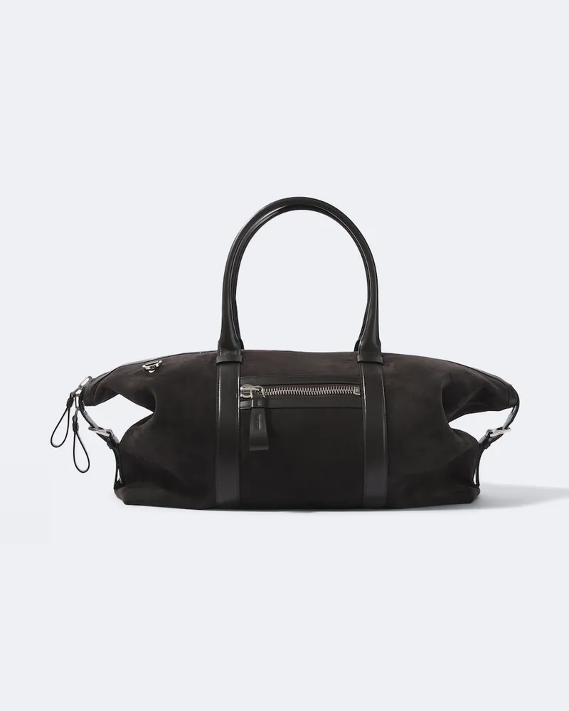Tom Ford Weekender Buckley aus Veloursleder und Leder Grau