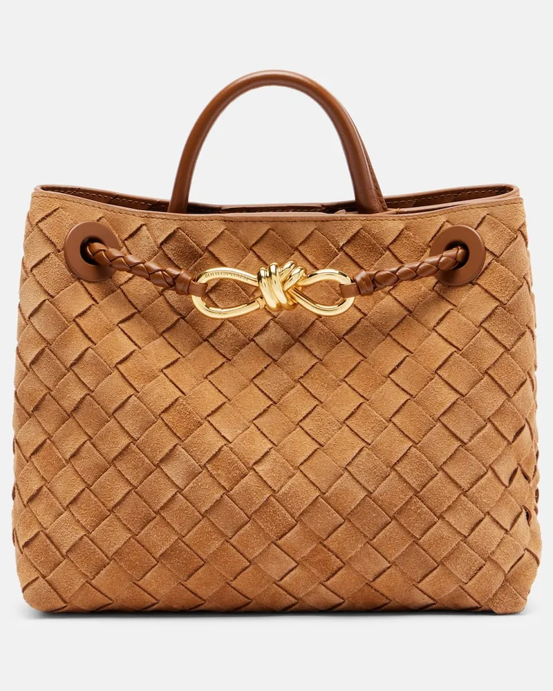 Bottega Veneta Tote Bag Andiamo Small aus Veloursleder Braun