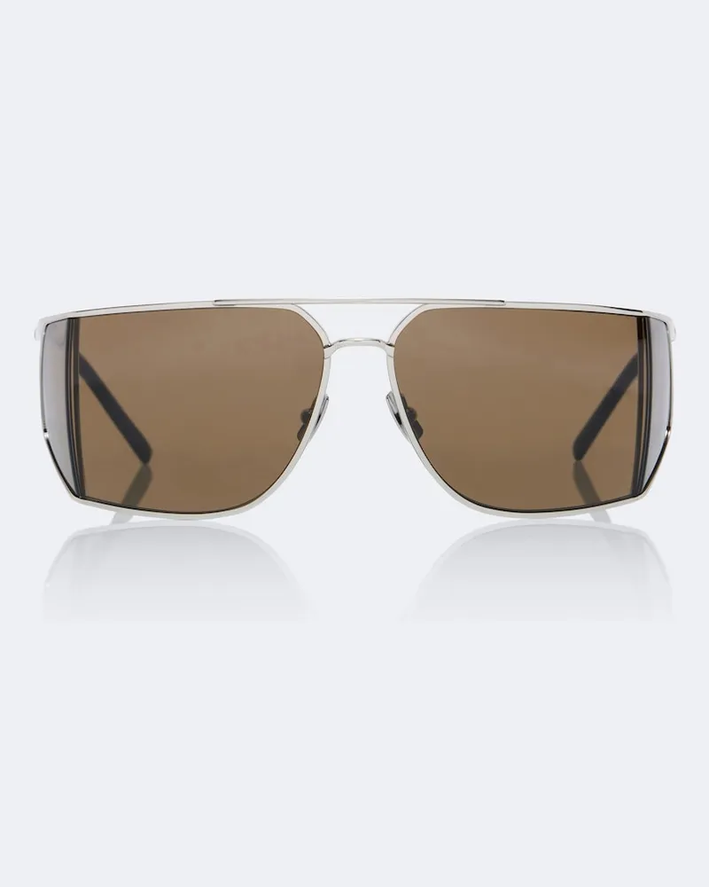 Saint Laurent Eckige Sonnenbrille SL Silber