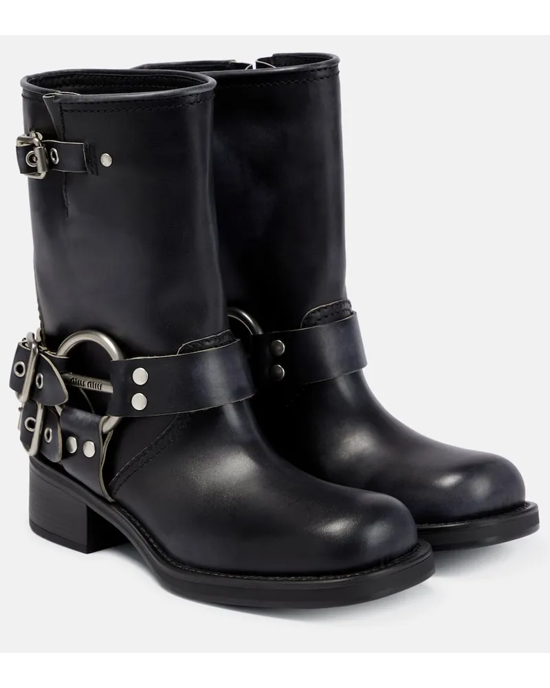 Miu Miu Ankle Boots aus Leder Schwarz