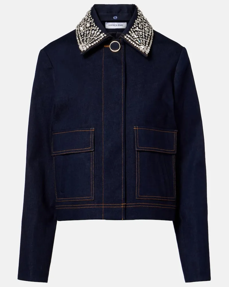 Veronica Beard Jeansjacke Barrington mit Kristallen Blau