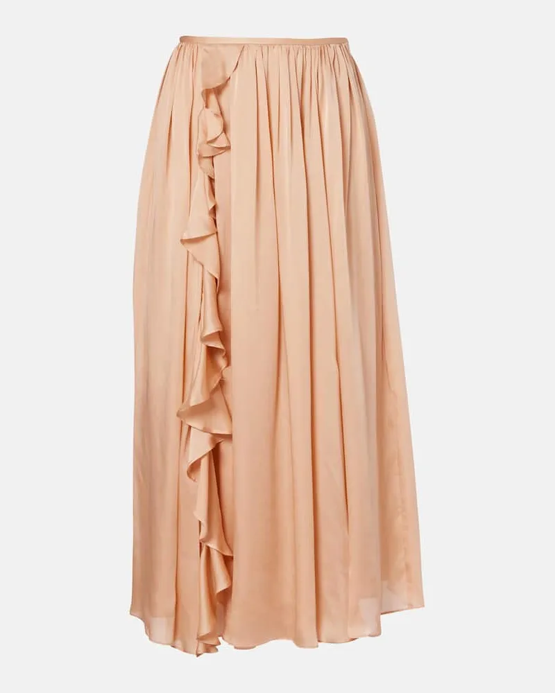 Ulla Johnson Midirock Zena aus Seidenchiffon Pink