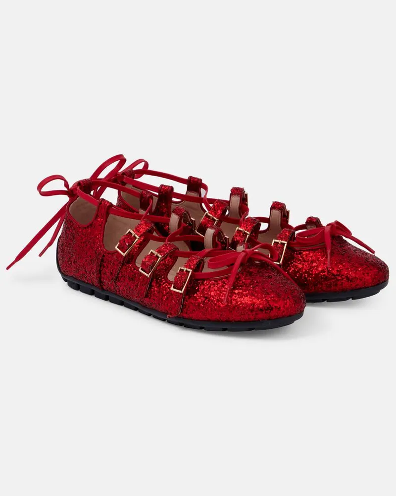 Simone Rocha Ballerinas Ghillie mit Glitter Rot