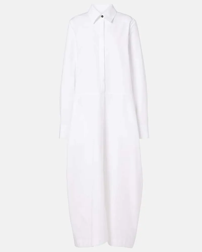 Jil Sander Hemdblusenkleid aus Baumwollpopeline Weiß