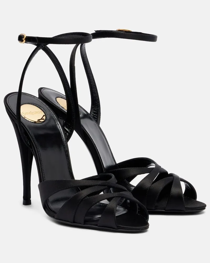 Saint Laurent Sandalen aus Satin Schwarz