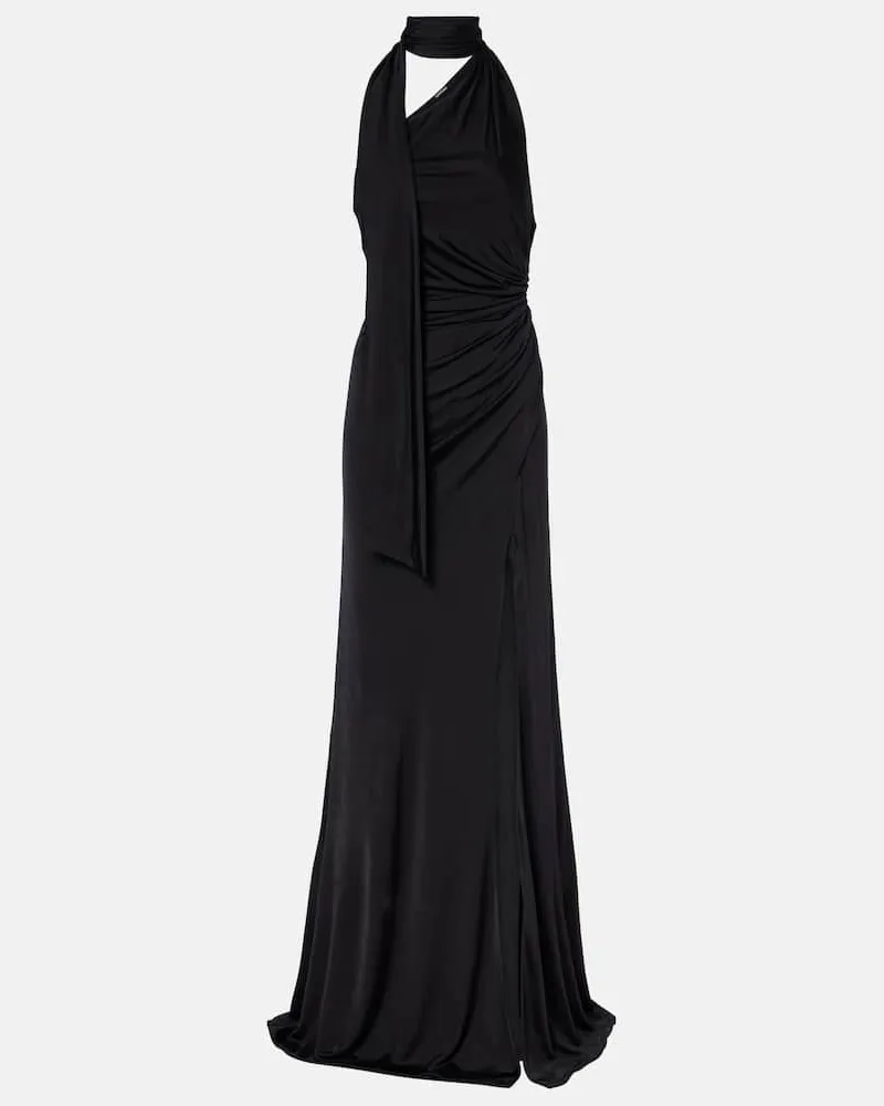 Tom Ford One-Shoulder-Robe aus Jersey Schwarz