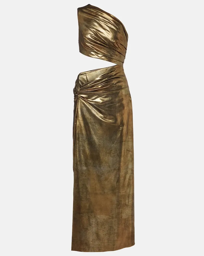 Roberto Cavalli One-Shoulder-Maxikleid mit Cut-outs Gold