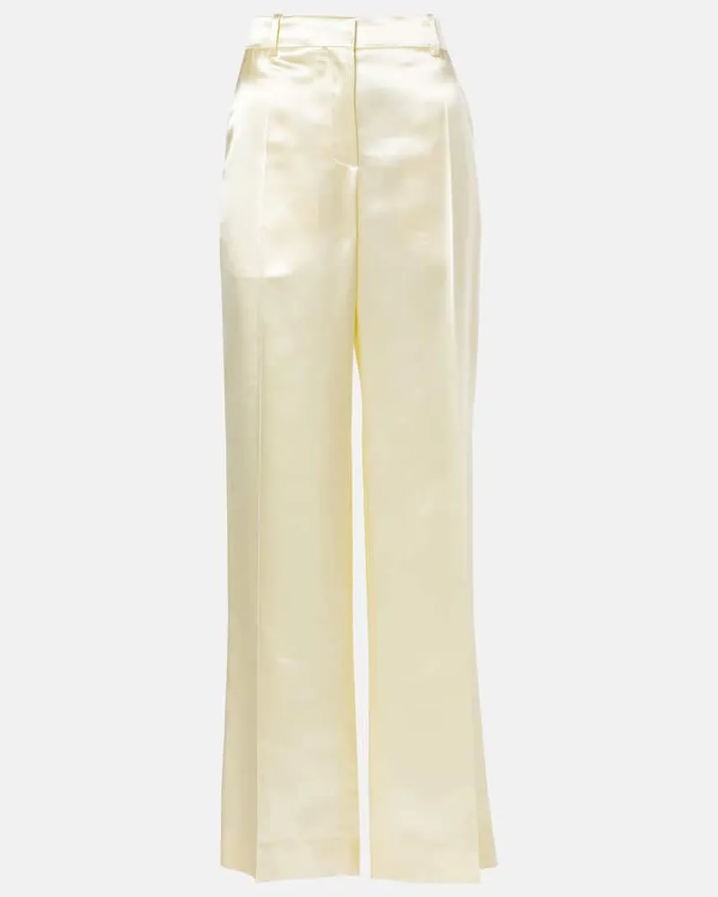 The Row Weite Hose Encore aus Satin Weiß