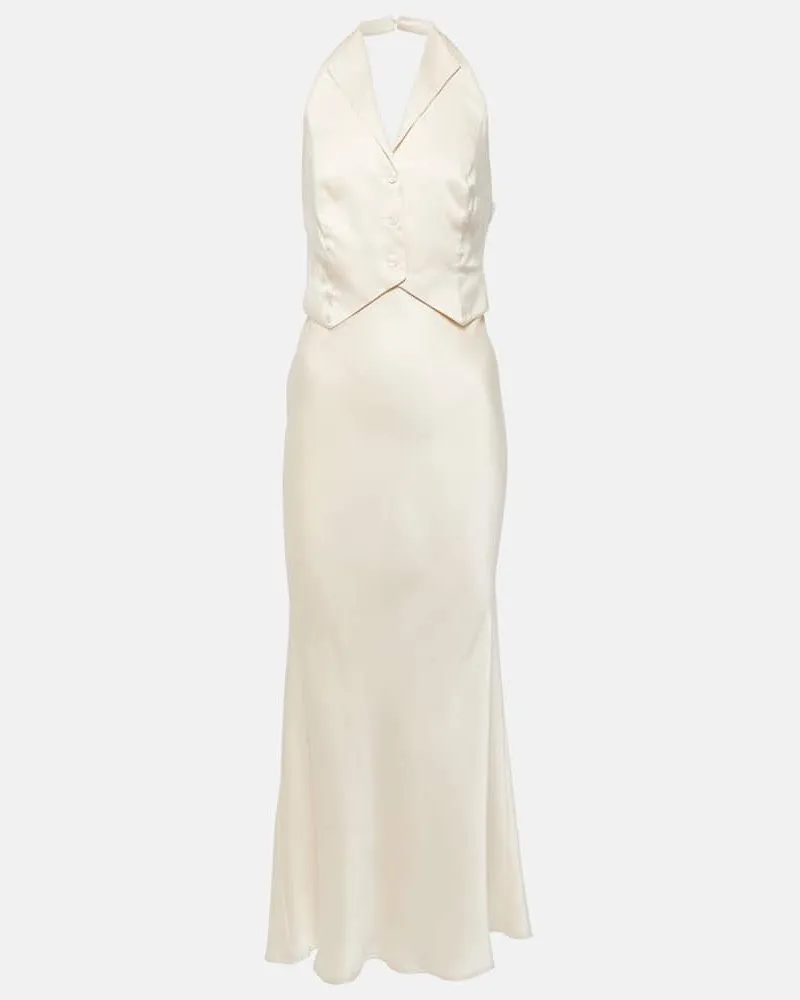 RIXO Bridal Maxikleid Estella aus Seide Weiß