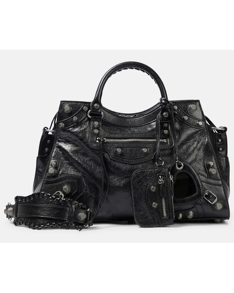 Balenciaga Schultertasche Neo Cagole City aus Leder Schwarz