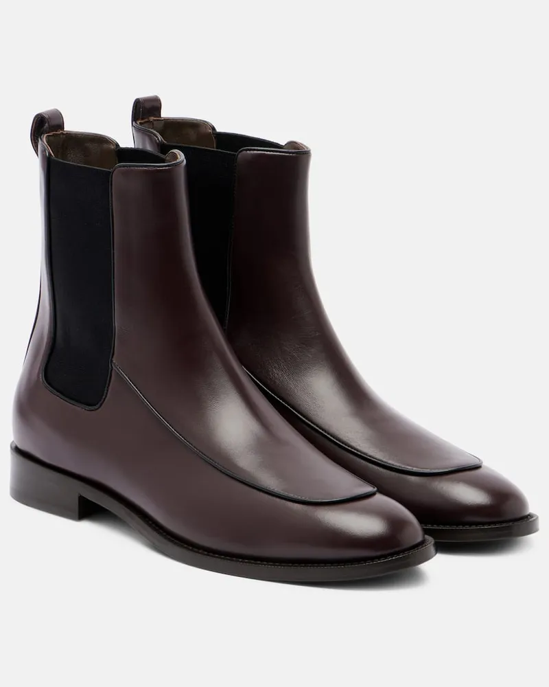 Max Mara Chelsea Boots Mirto aus Leder Burgunderrot