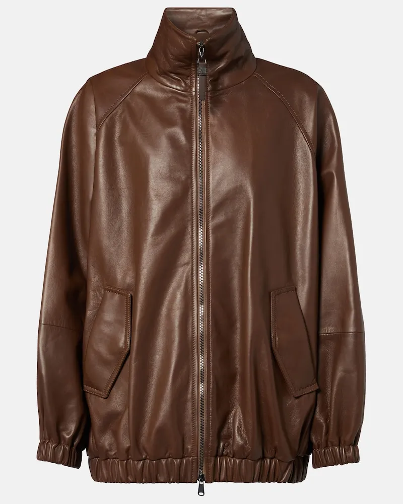 Brunello Cucinelli Lederjacke Monili Braun