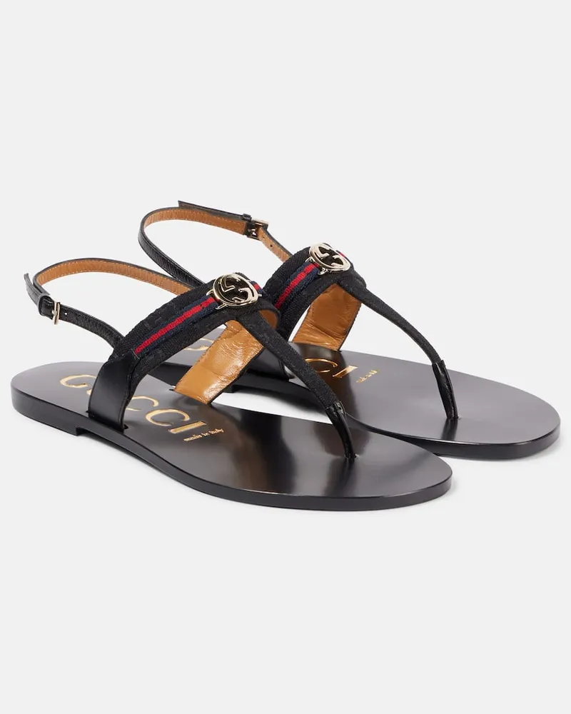 Gucci Sandalen Interlocking G aus Canvas Schwarz