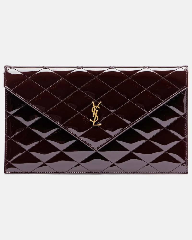 Saint Laurent Clutch Paris aus Lackleder Burgunderrot