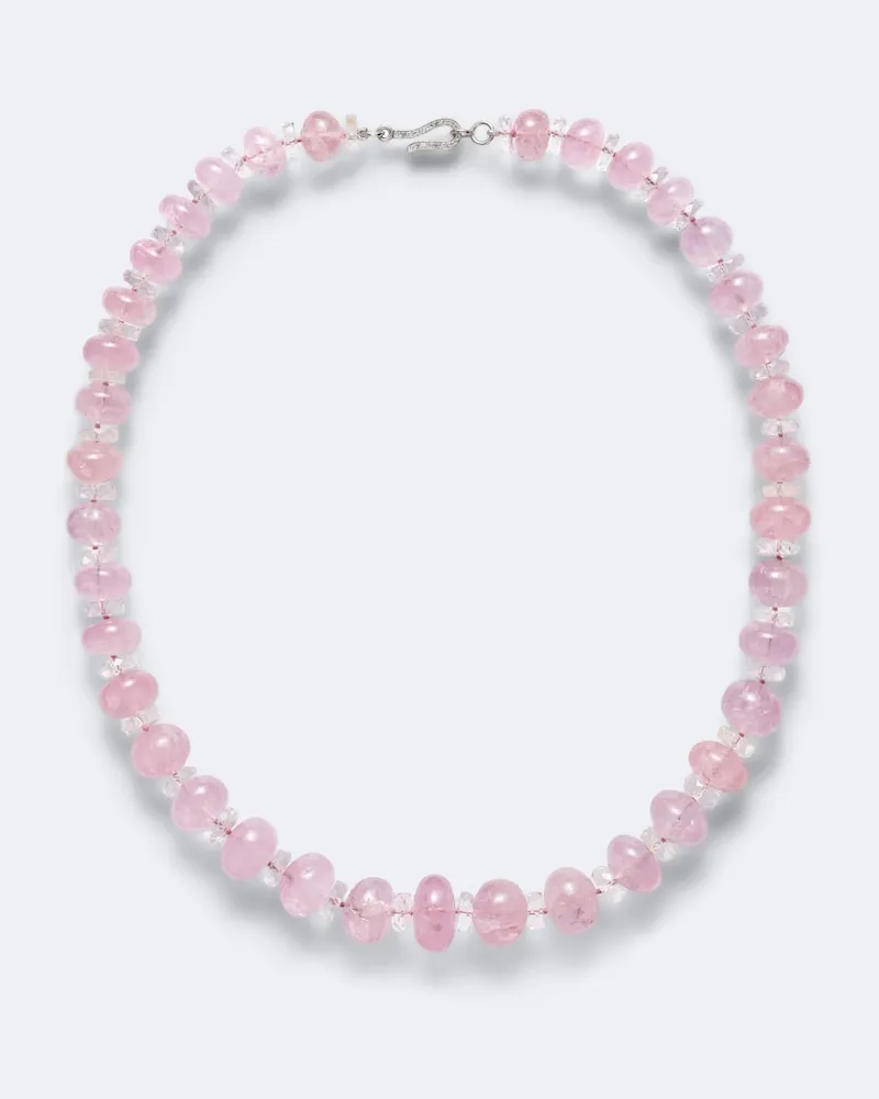 Ileana Makri Halskette mit 18kt Weißgold, Morganit, weißem Topas und Diamanten Multicolor