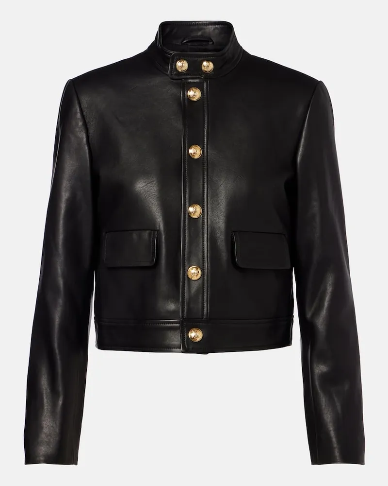 Nili Lotan Cropped-Lederjacke Hadley Schwarz