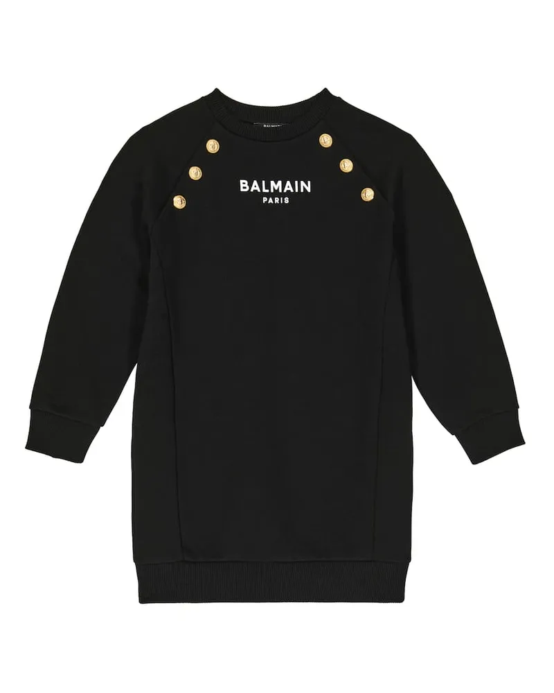 Balmain Verziertes Kleid aus Jersey Schwarz