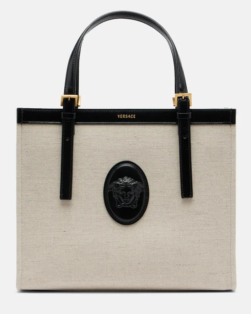 Versace Tote Rivière Small aus Canvas Beige