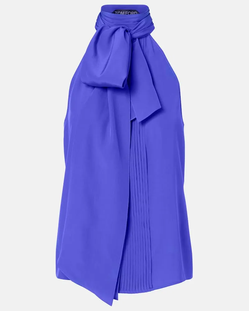 Tom Ford Top aus Seide Blau