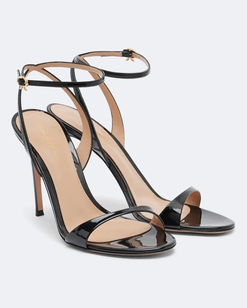 Gianvito Rossi Sandalen Ribbon aus Lackleder Schwarz